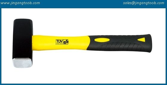 Stoning hammer,TPR handle,fiber glass handle,Yellow black color handle stone hammer