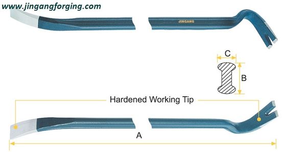 Oval shank wrecking bar pry bar with groove
