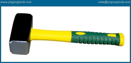 Stoning hammer,TPR handle,fiber glass handle,Yellow black color handle stone hammer