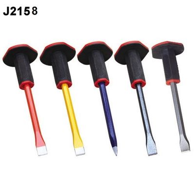 J2158 cold chisel with hand guard, 65Mn steel, forged heat treatment