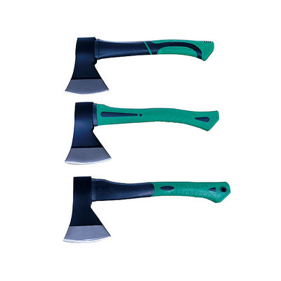 Axe with rubber handle, 45# carbon steel forged axe head with fiber glass handle