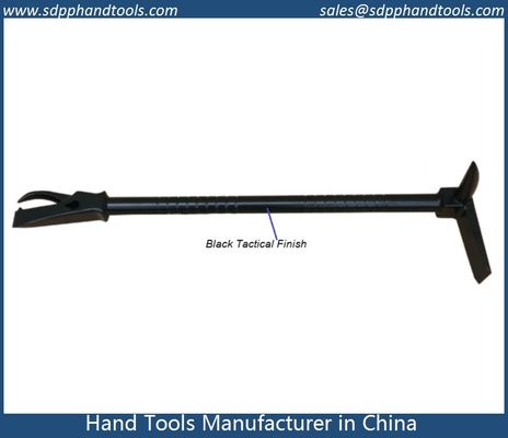 Hooligan tool with metal cutting claw, Machine grooved non-slip grip round handle, black surface