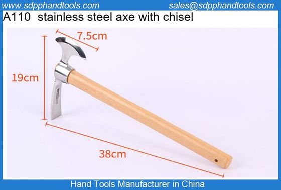 Stainless steel chisel axe, camping axe stainless steel materials, chrome plated axe with chisel, stainless steel tool